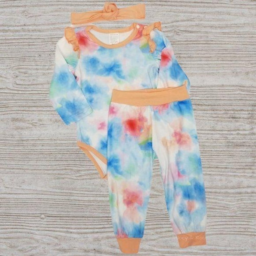 Baby Tie Dye Long Sleeve Bodysuit Pants Headband
